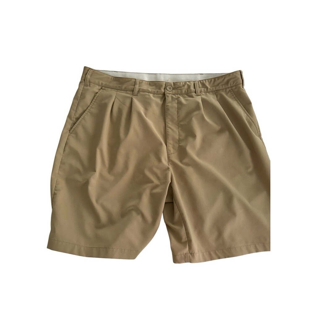 Reebok Golf Chino Short Mens Kahki Performance Mid Rise Zip Fly Elastic Waist 44